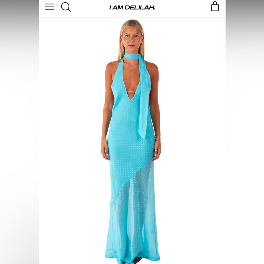 NWT iamdelilah Jasmine Maxi Dress in Blue Lagoon - Size Small
